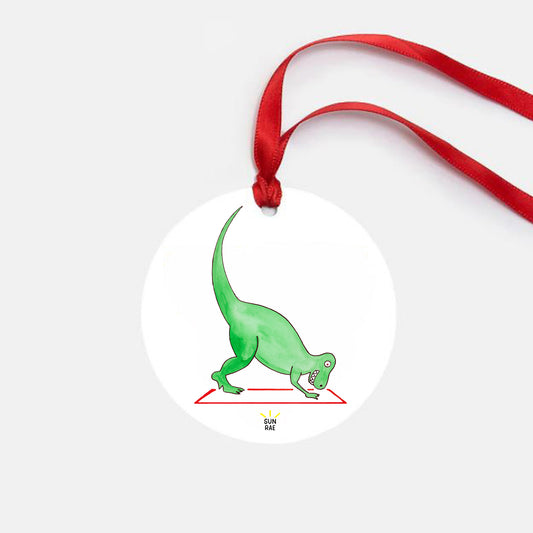 Downward Dog Dinosaur Yoga Ornament
