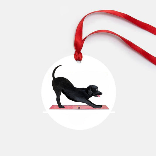 Yoga Ornament Downward Dog Black Labrador