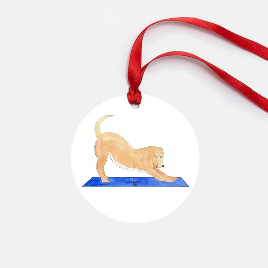 Yoga Ornament Downward Dog Golden Retriever